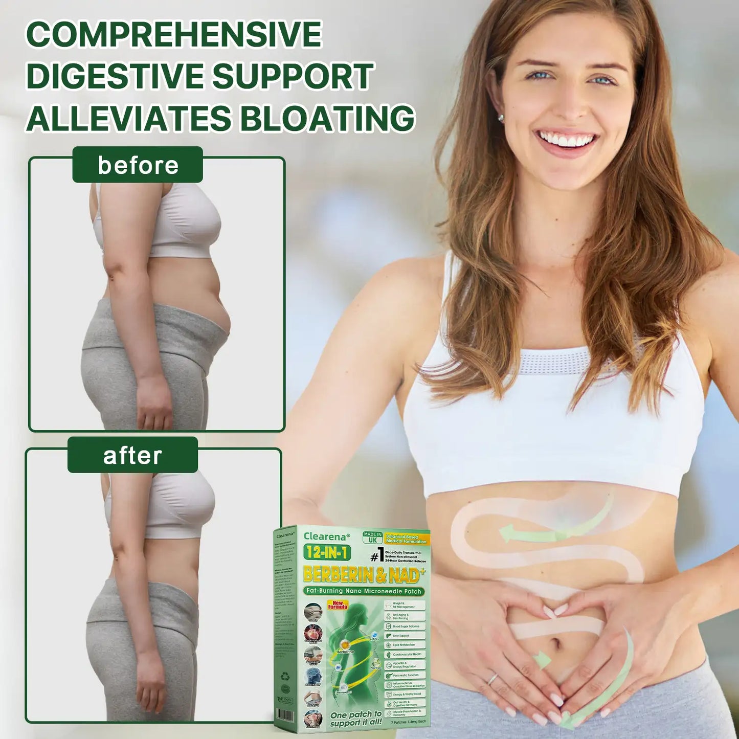 Official Store | ☀️☀️𝐂𝐥𝐞𝐚𝐫𝐞𝐧𝐚® Moringa Berberine + NAD+ 10-in-1 Nano Microneedle Patch(Just once a day, visible changes in 7 days)